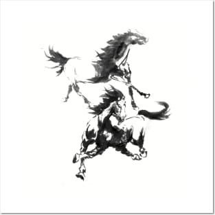 Horses Ink Painting Posters and Art